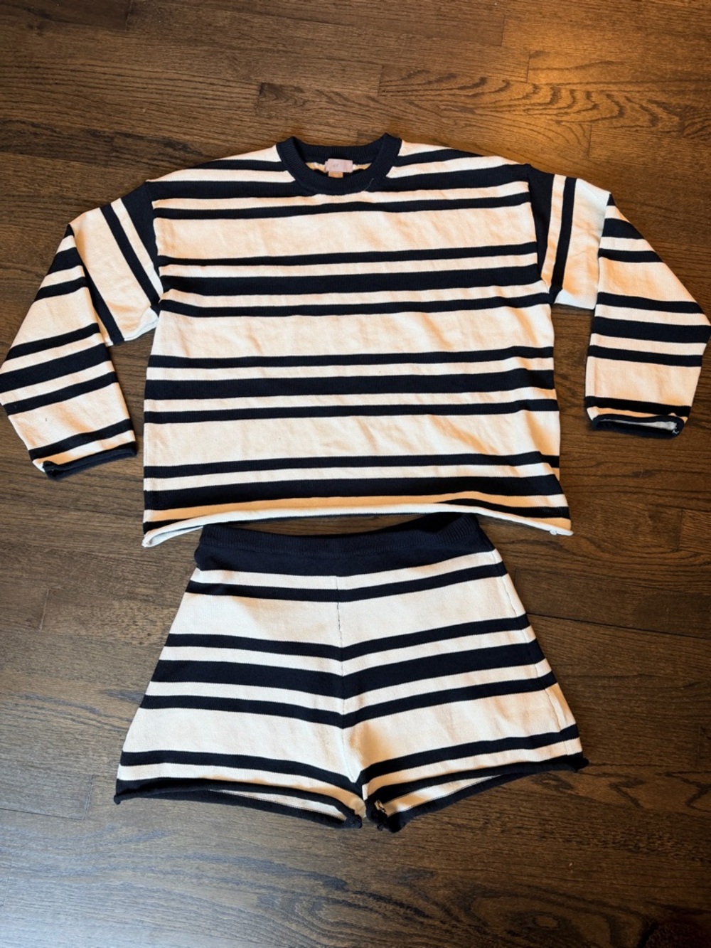 H&M - Black & beige Striped knit Set - Two-Piece Lounge Set